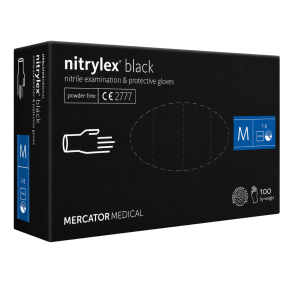 Manusi nitril negre examinare, protectie, Mercator Basic black, M