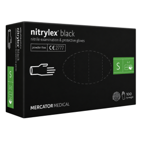 Manusi nitril negre examinare, protectie Mercator Basic black, S