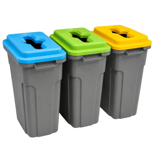 Set cosuri gunoi colectare selectiva, plastic, 3*70 litri