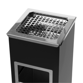 Cos gunoi metalic cu scrumiera din inox, 22 litri, negru