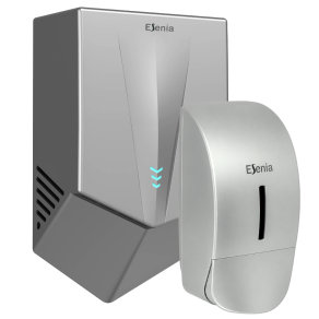 Pachet Uscator maini Esenia Dual Jet, Silver ABS + Dozator sapun lichid Esenia, 900 ml, ABS gri