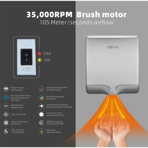 Pachet uscator de maini profesional inox Thin Dry filtru Hepa + dozator inox sapun lichid cu...