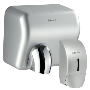 Pachet Uscator de maini Esenia High Power Silver ABS + Dozator sapun lichid Esenia, 900 ml, ABS gri