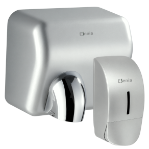 Pachet Uscator de maini Esenia High Power Silver ABS + Dozator sapun lichid Esenia, 900 ml, ABS gri