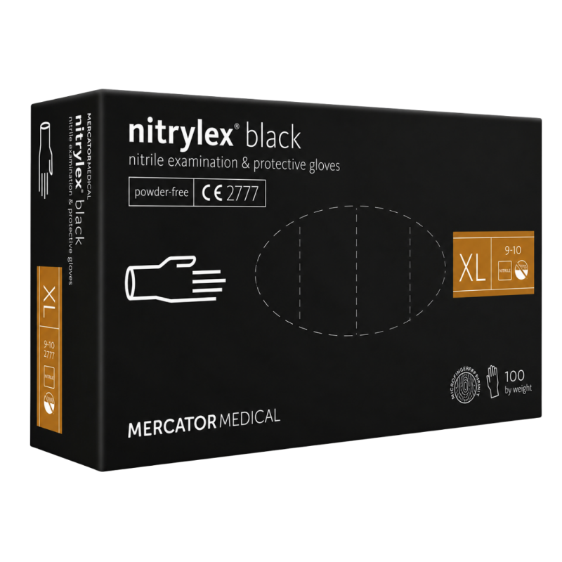 Manusi negre protectie, examinare nitril Mercador Basic black, XL