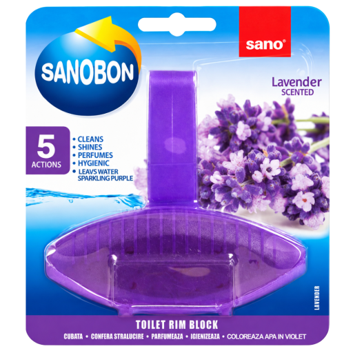 Odorizant WC cu suport solid Sano Bon Blue Lavender 5 in 1