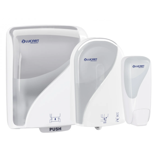 Linie dispensere Lucart Identity alb, dispenser cu senzor prosop rola, hartie igienica, dozator...