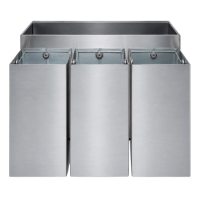 Cos gunoi inox colectare selectiva, cos reciclare gunoi, 3*79 litri