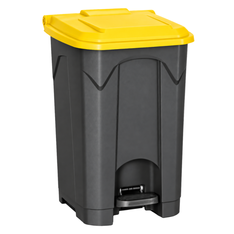 Cos gunoi colectare selectiva cu pedala, 45 litri, galben