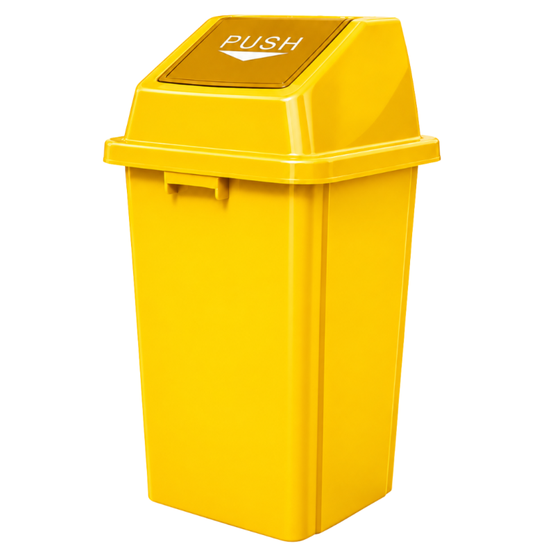 Cos gunoi capac push, 100 litri, galben