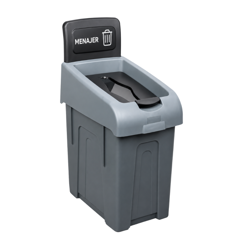Cos gunoi colectare selectiva, negru/ menajer, 50 litri